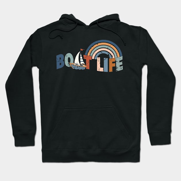 Boat Life Vintage Rainbow Sailing Adventure Lover Hoodie by ThatVibe